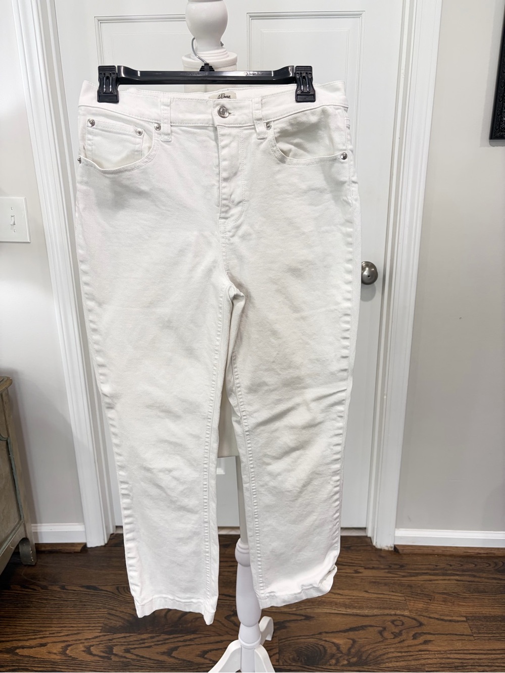 J. Crew White Straight-Leg Jeans